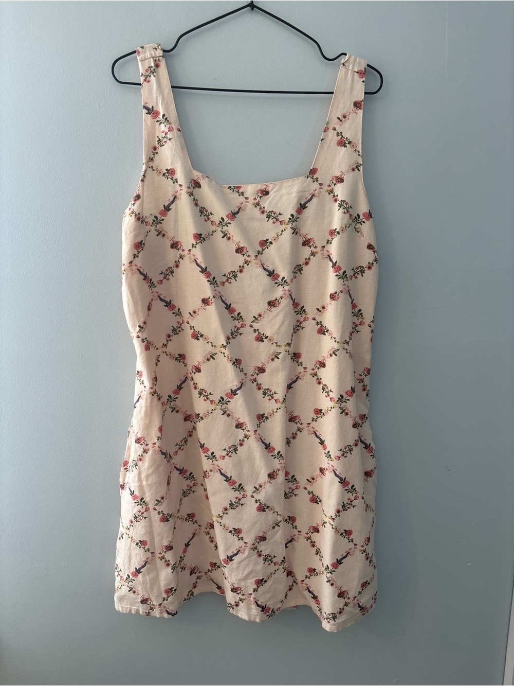 Japna blush punk Dress with Pink Rose and Green Vine Print